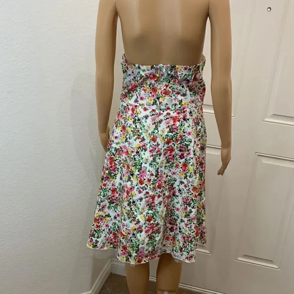 Ruby Rox Size 11 Sleeveless Floral Pink Yellow Purple Lined Netting Midi Dress